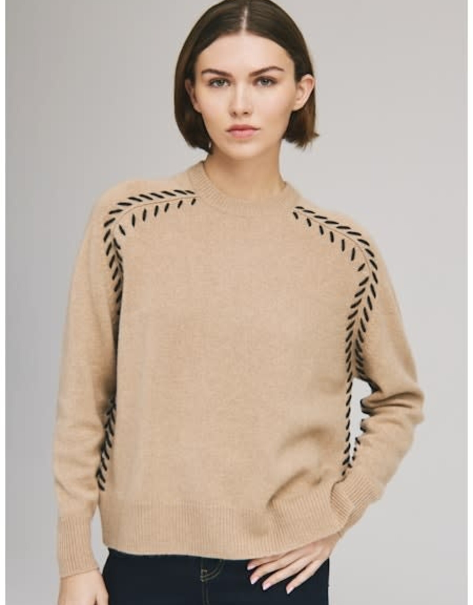 Autumn Cashmere Saddle Shoulder Whipstitch Crew