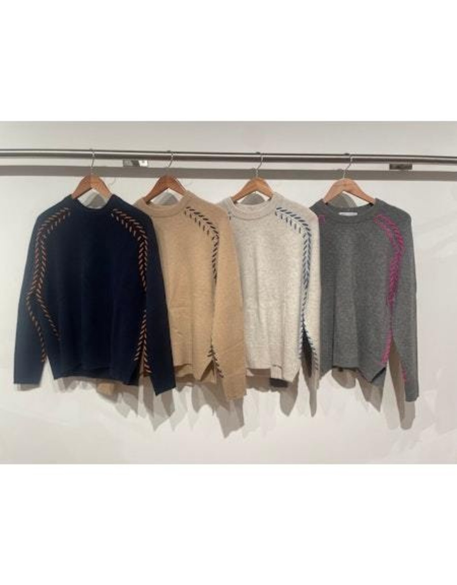 Autumn Cashmere Saddle Shoulder Whipstitch Crew