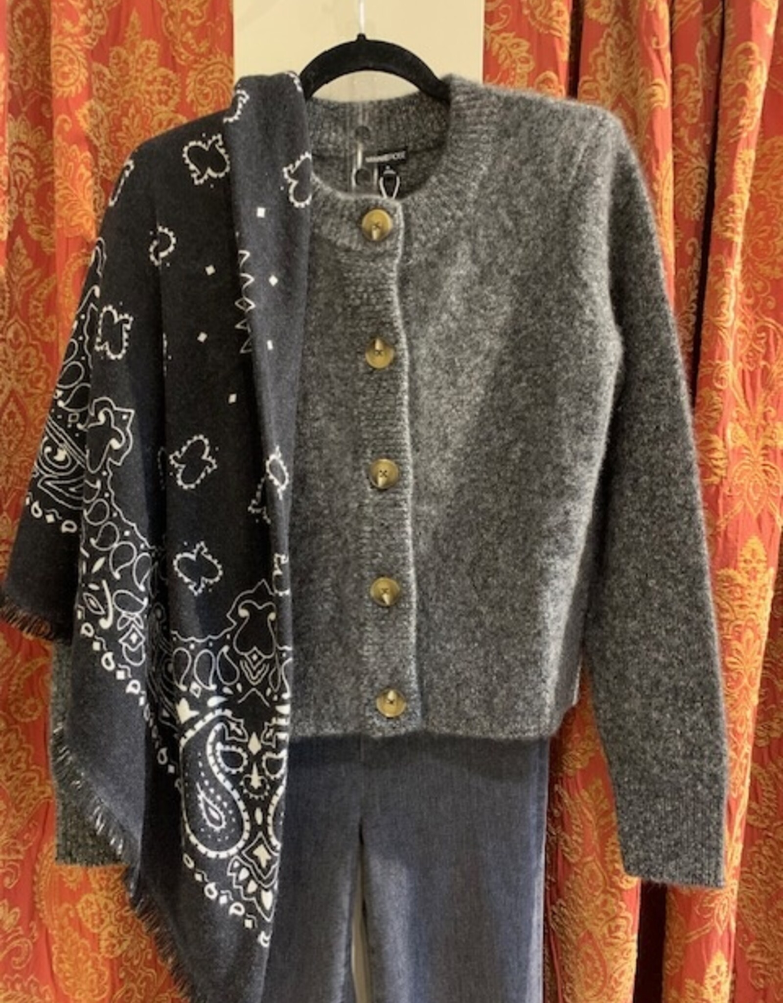 MINNIE ROSE 94197 Cash Silk Relaxed Crew Cardi