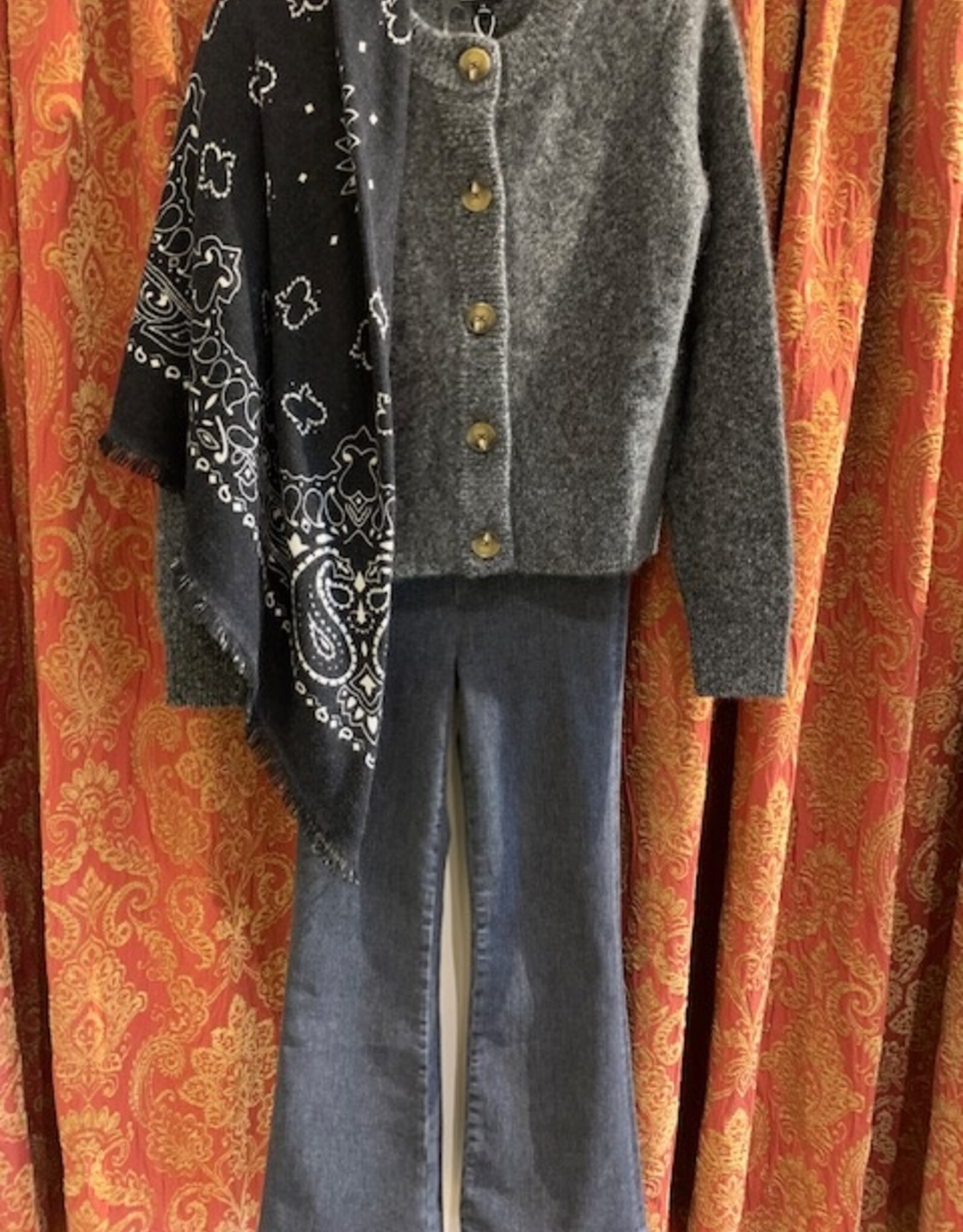 MINNIE ROSE 94197 Cash Silk Relaxed Crew Cardi