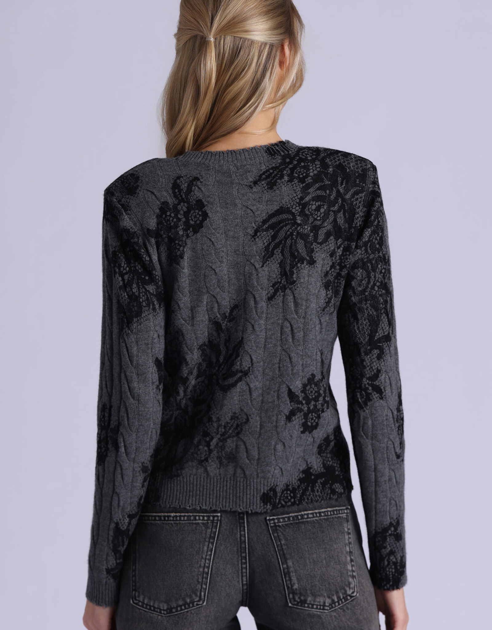 MINNIE ROSE 94105 Lace Crew Neck