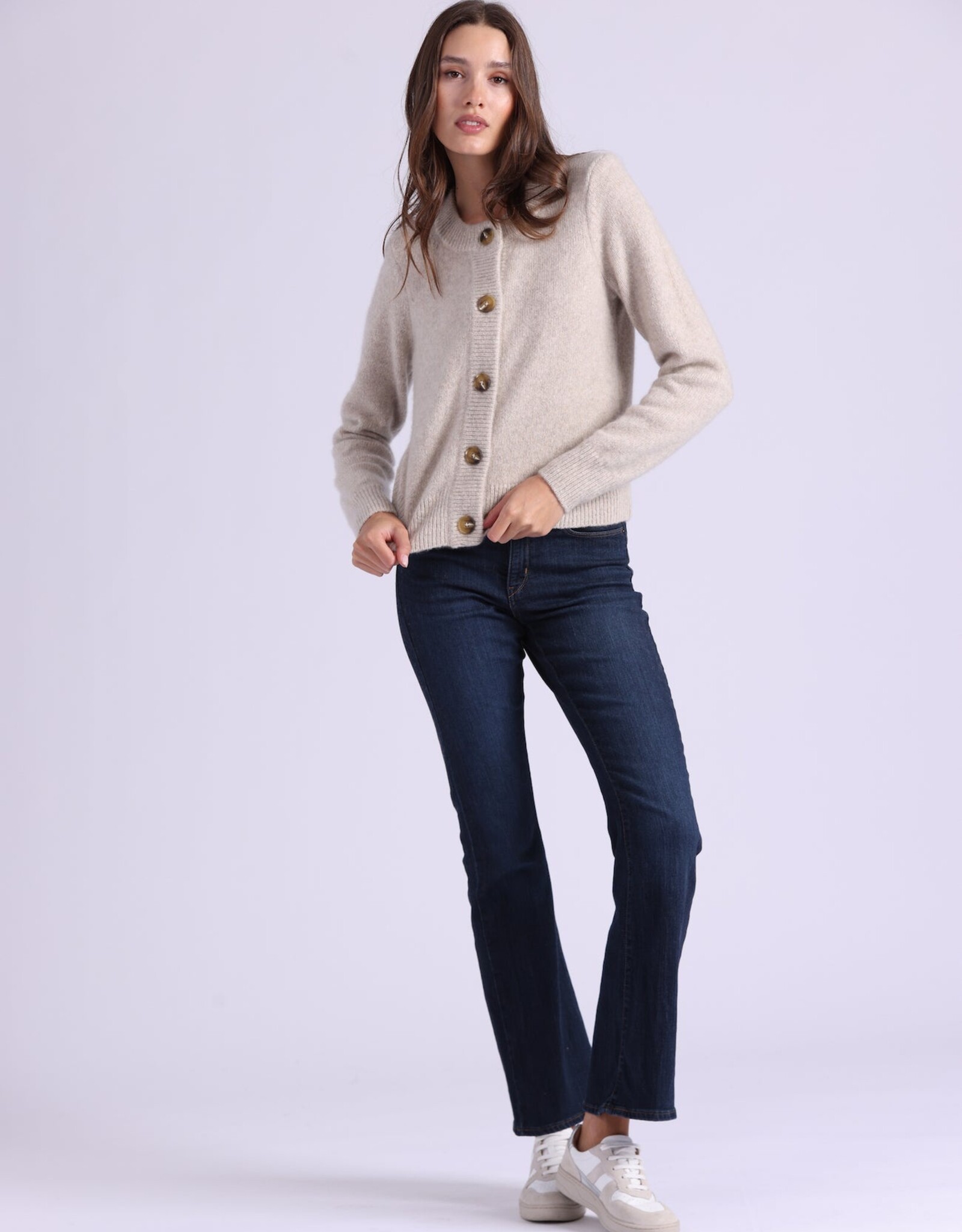 MINNIE ROSE 94197 Cash Silk Relaxed Crew Cardi