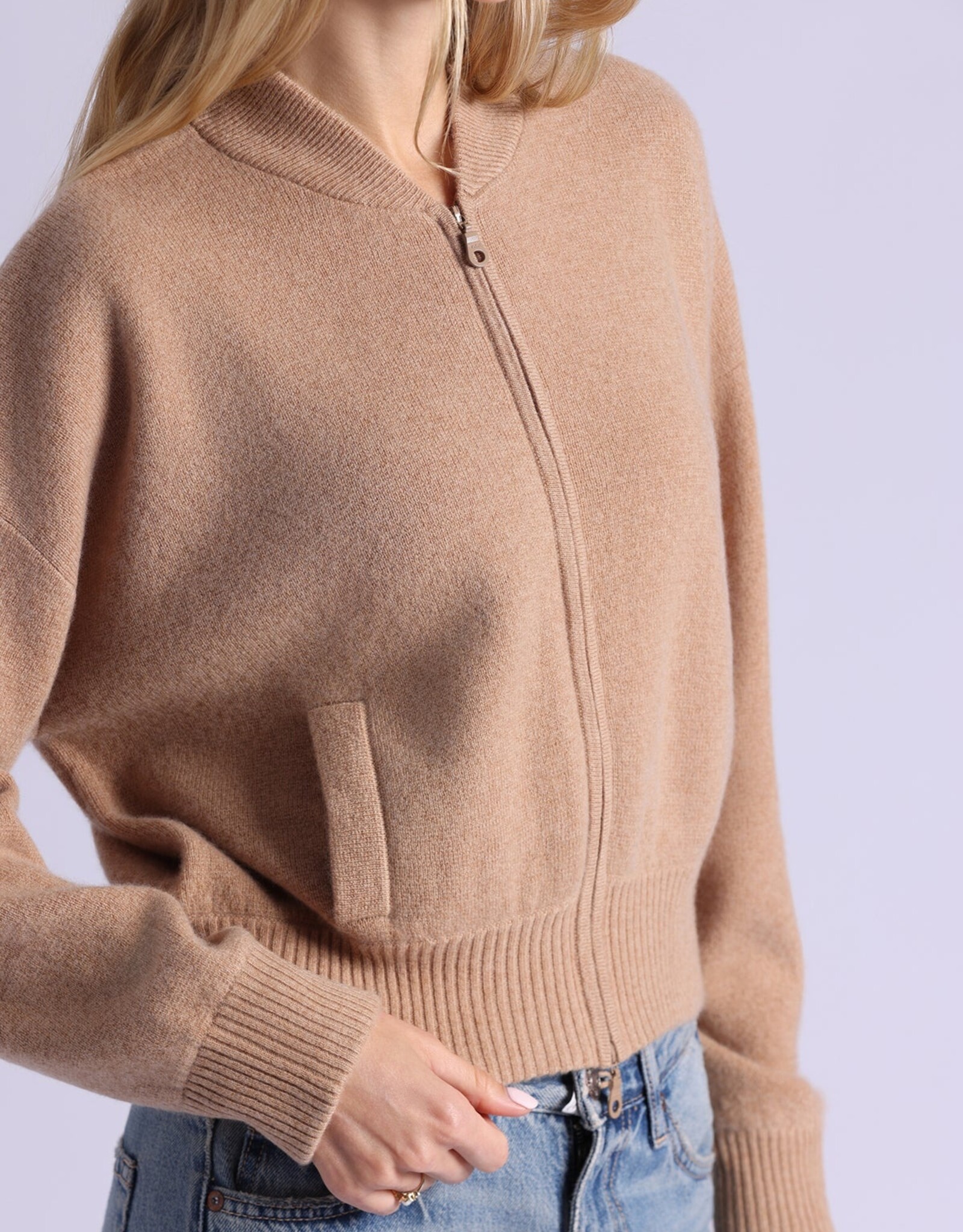 MINNIE ROSE 94142 Cashmere Cropped Bomber