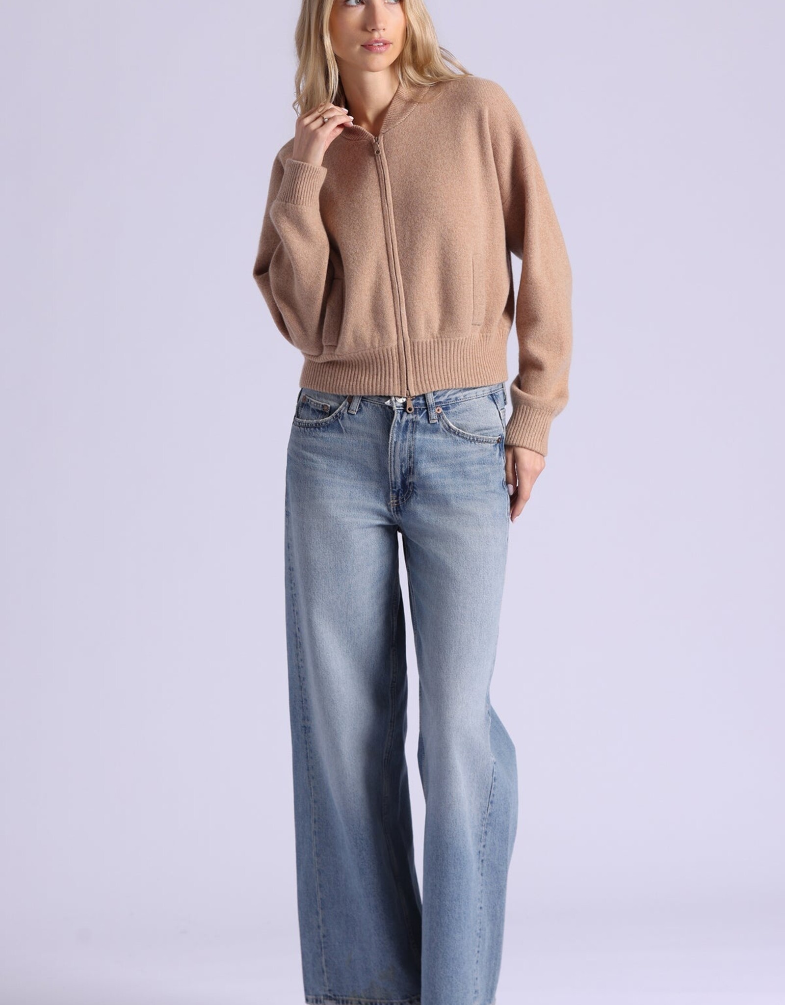 MINNIE ROSE 94142 Cashmere Cropped Bomber