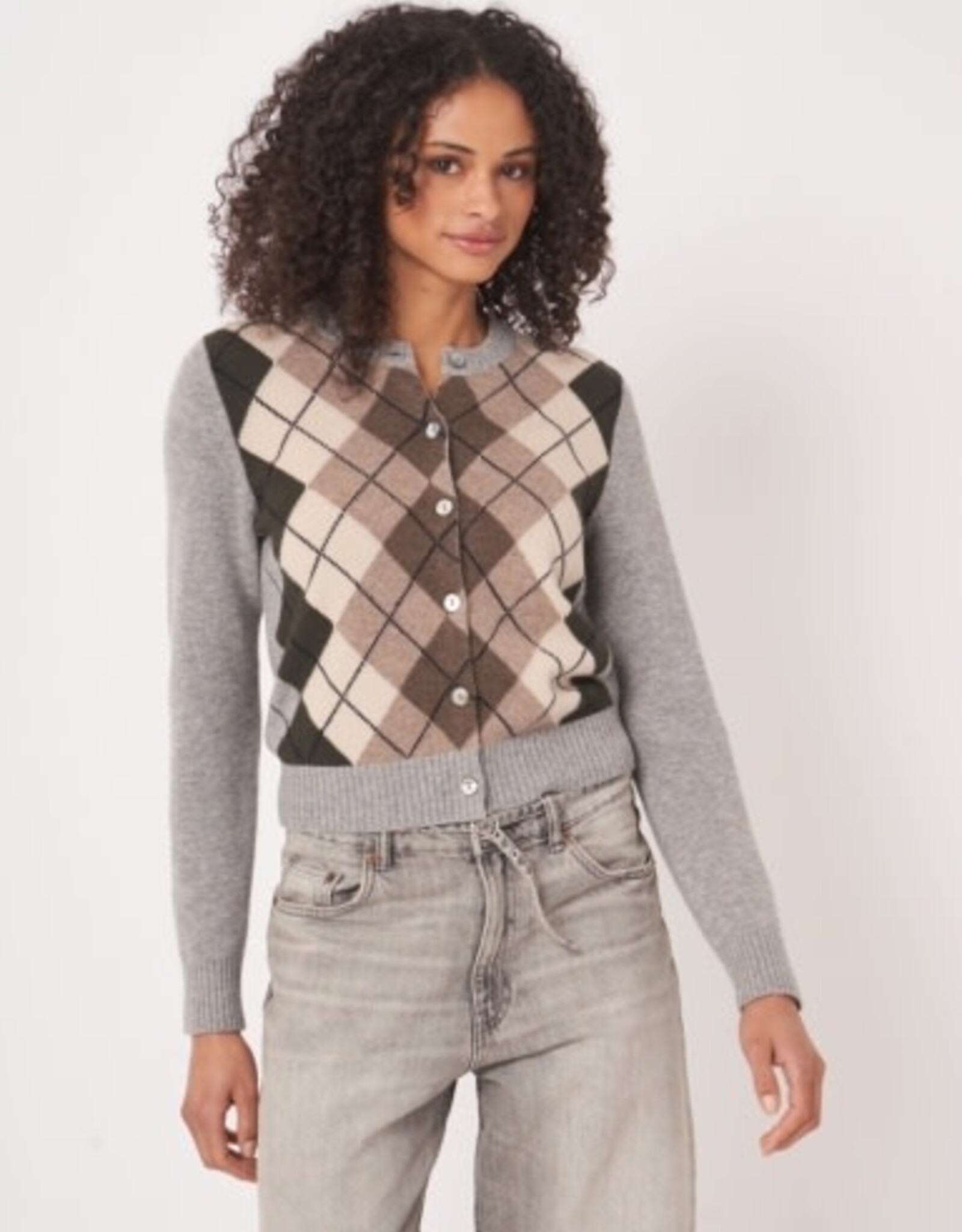 REPEAT CASHMERE Argyle CARDIGAN