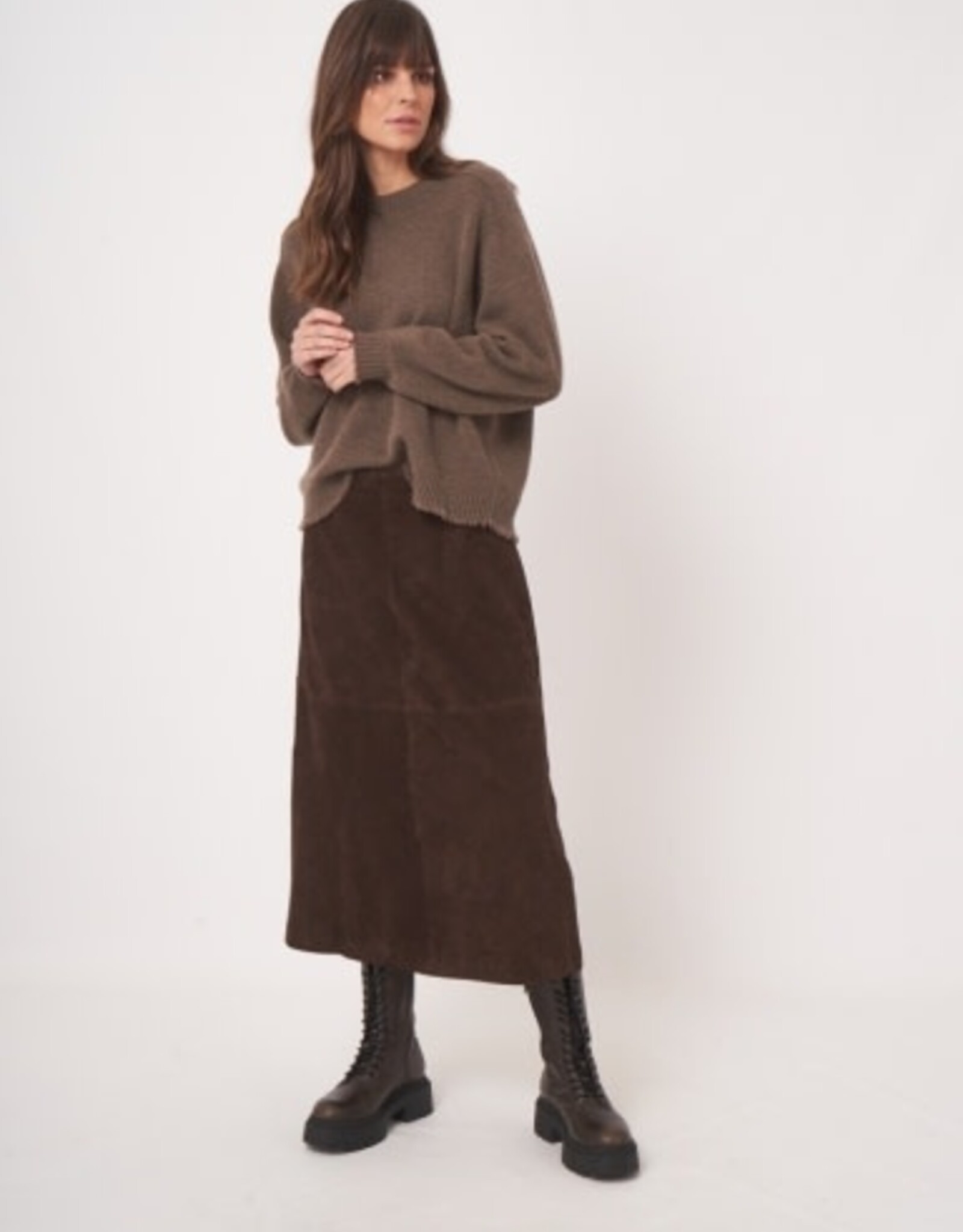 REPEAT CASHMERE Suede ALine SKIRT