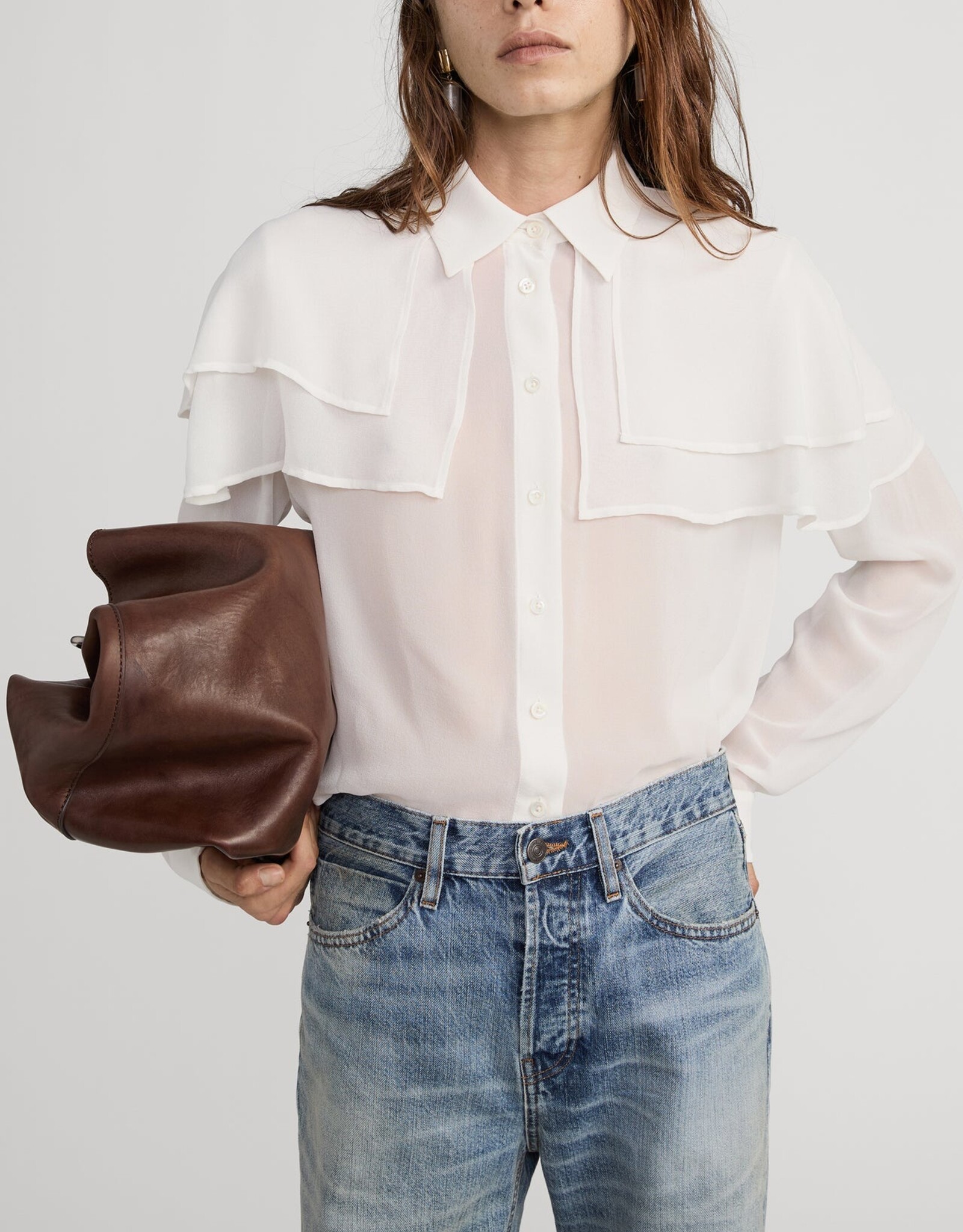FRAME The Silk Cape Blouse