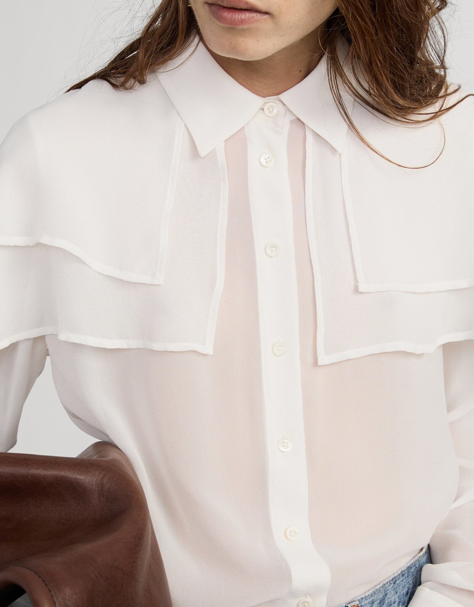 FRAME The Silk Cape Blouse