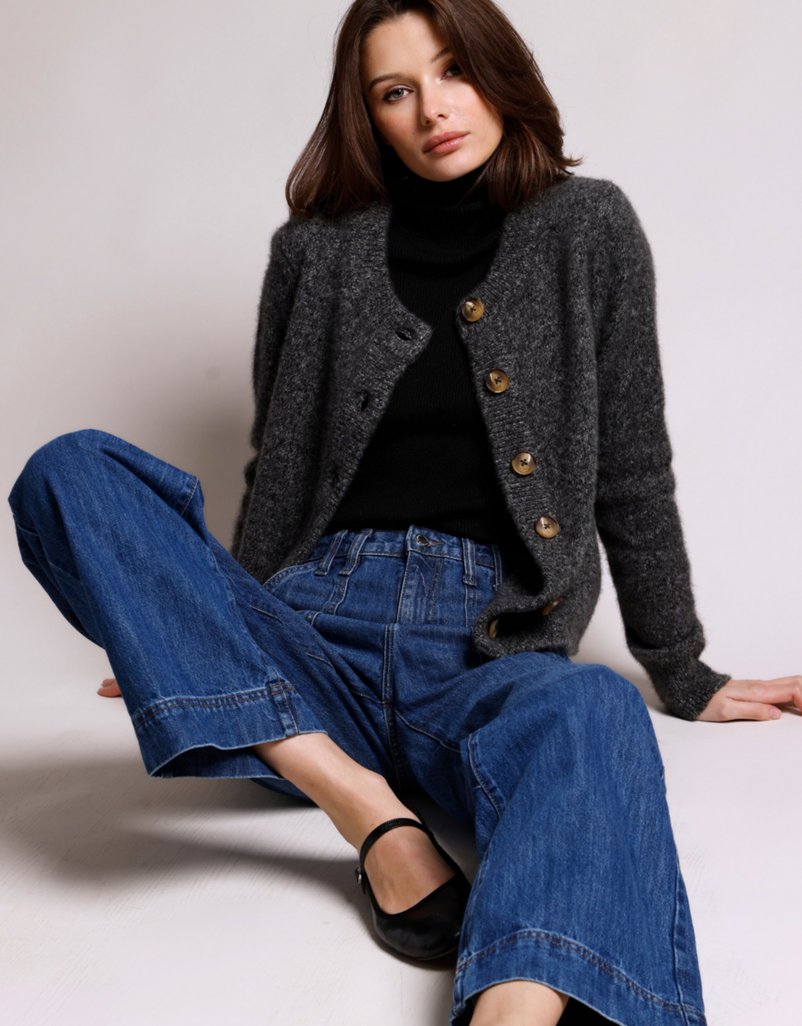 MINNIE ROSE Cash Silk Relaxed Crew Cardi