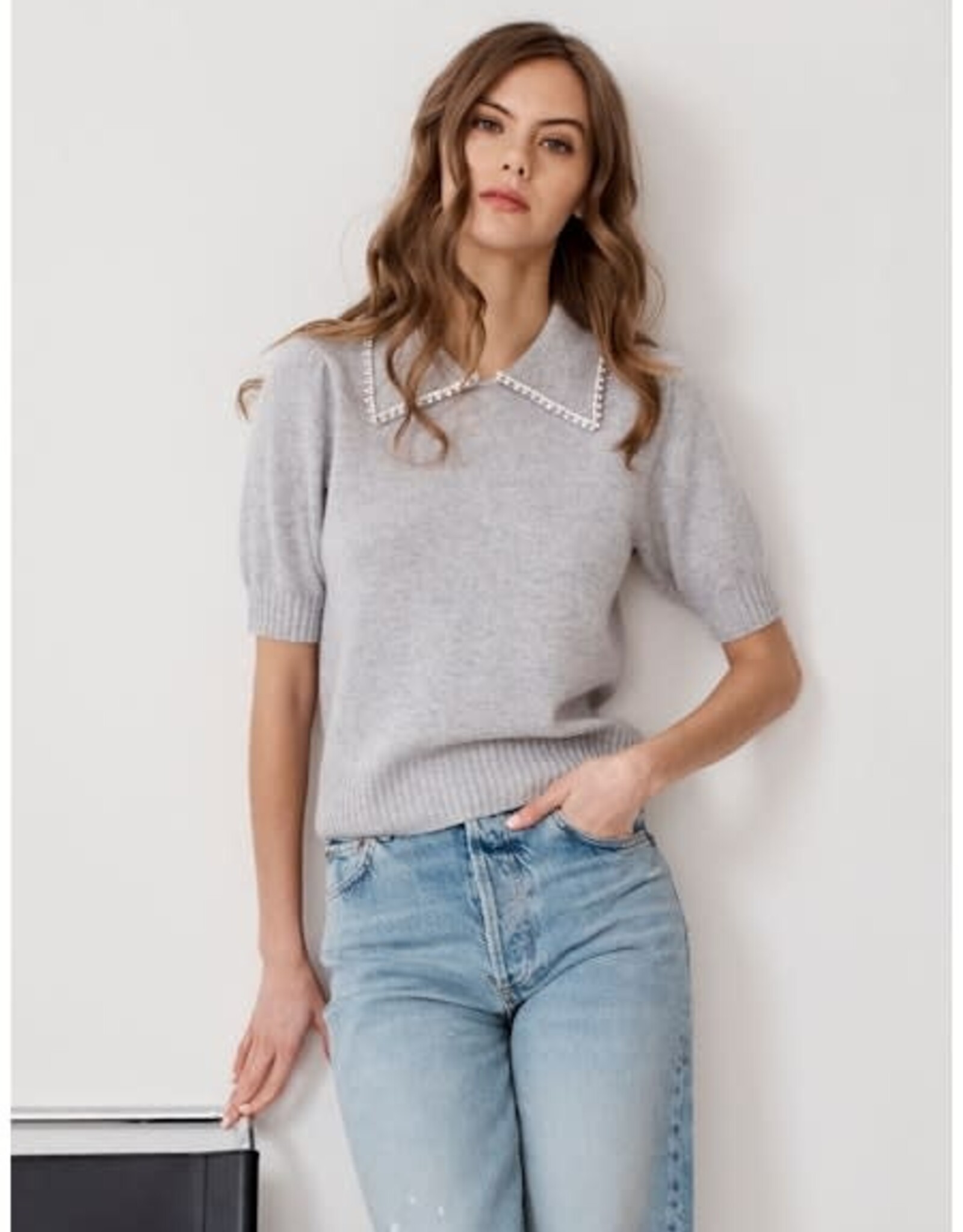 Autumn Cashmere Peter Pan Collar w/Rhinestones