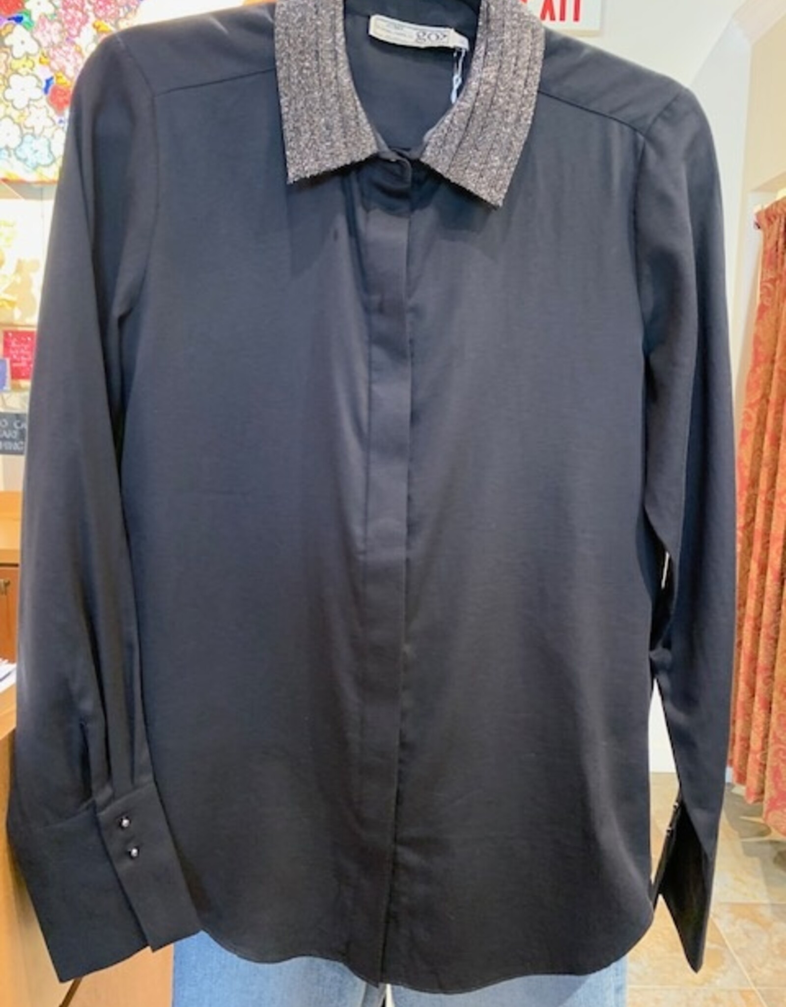 GO by GO SILK Le Blouse w/Beaded Collar