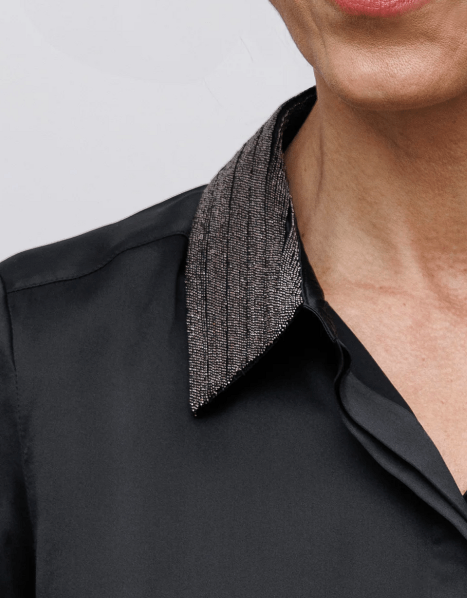 GO by GO SILK Le Blouse w/Beaded Collar