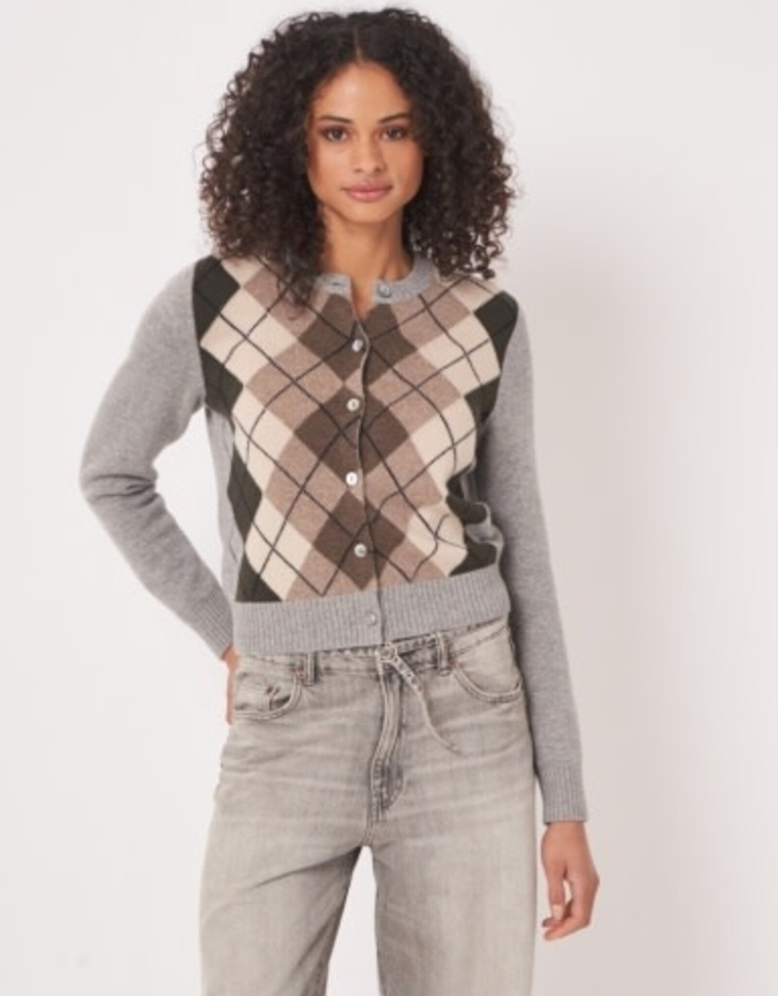 REPEAT CASHMERE Argyle CARDIGAN