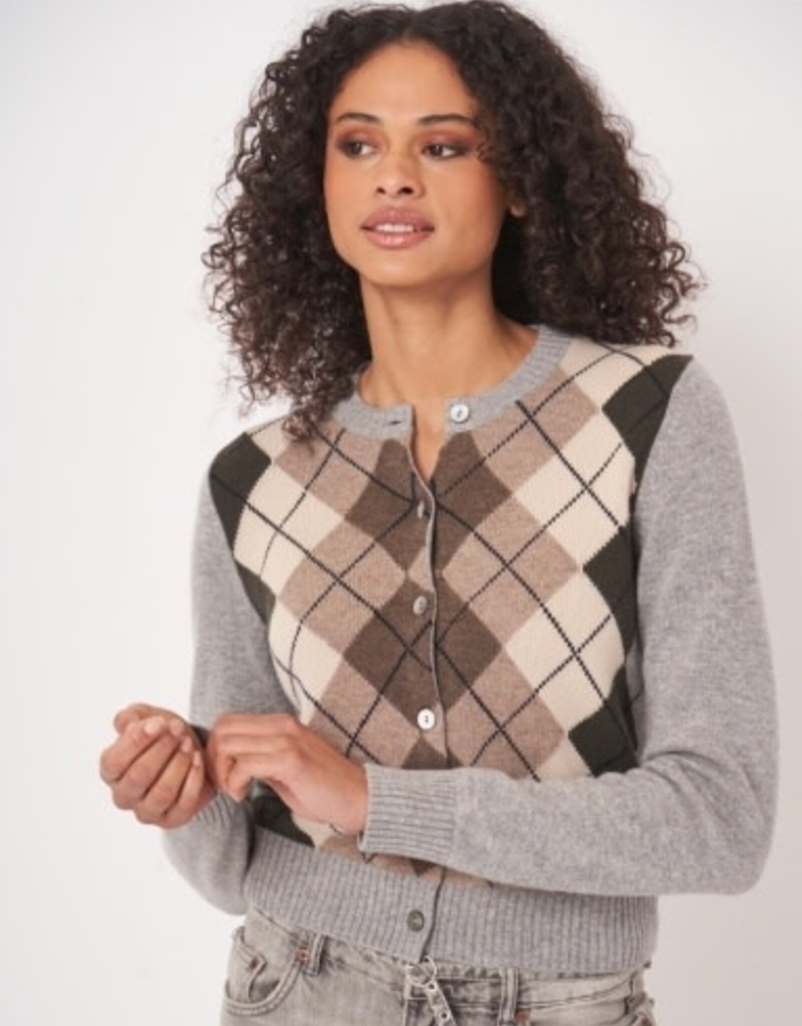 REPEAT CASHMERE Argyle CARDIGAN