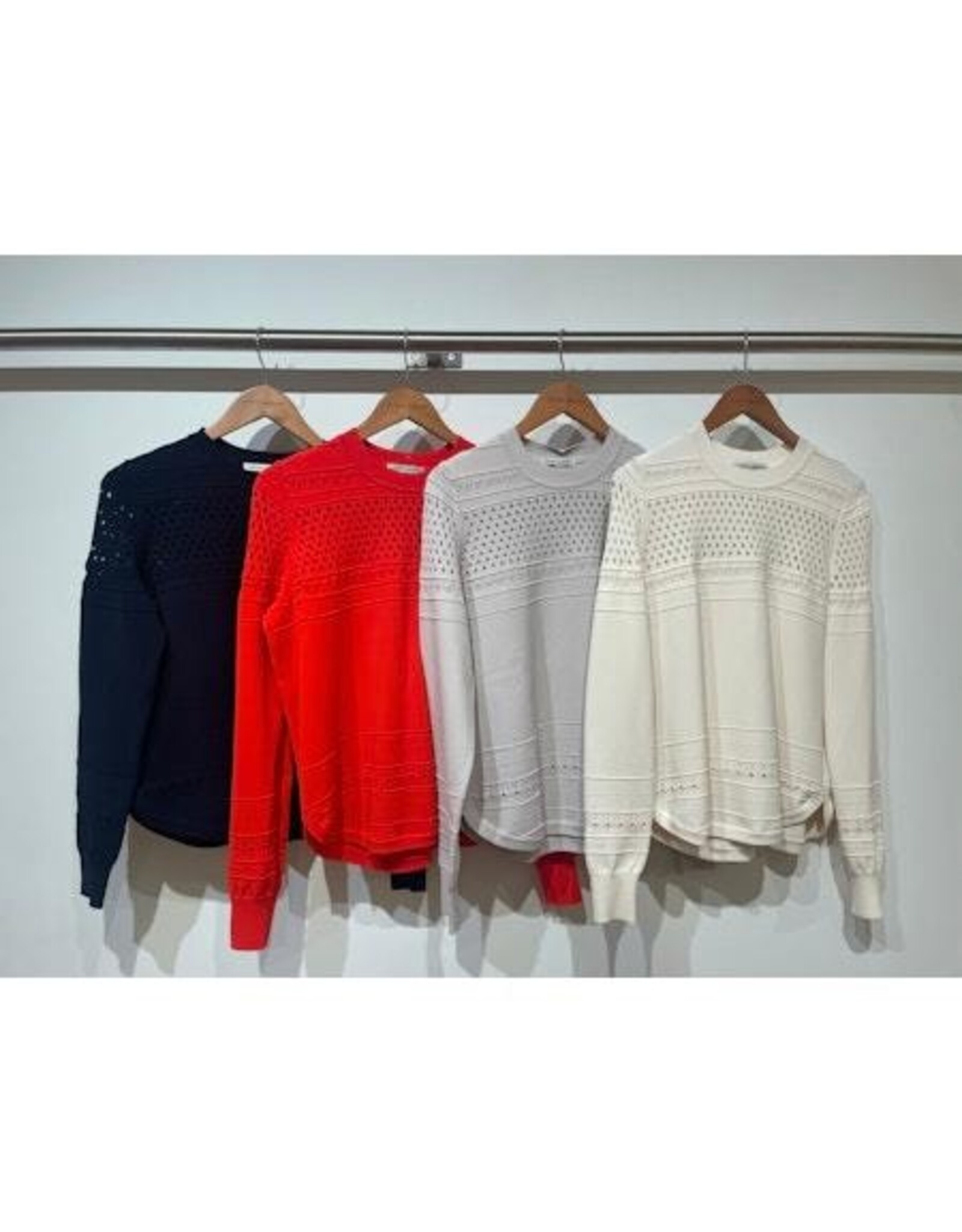 Autumn Cashmere Pointelle Stitch Shirttail Crew