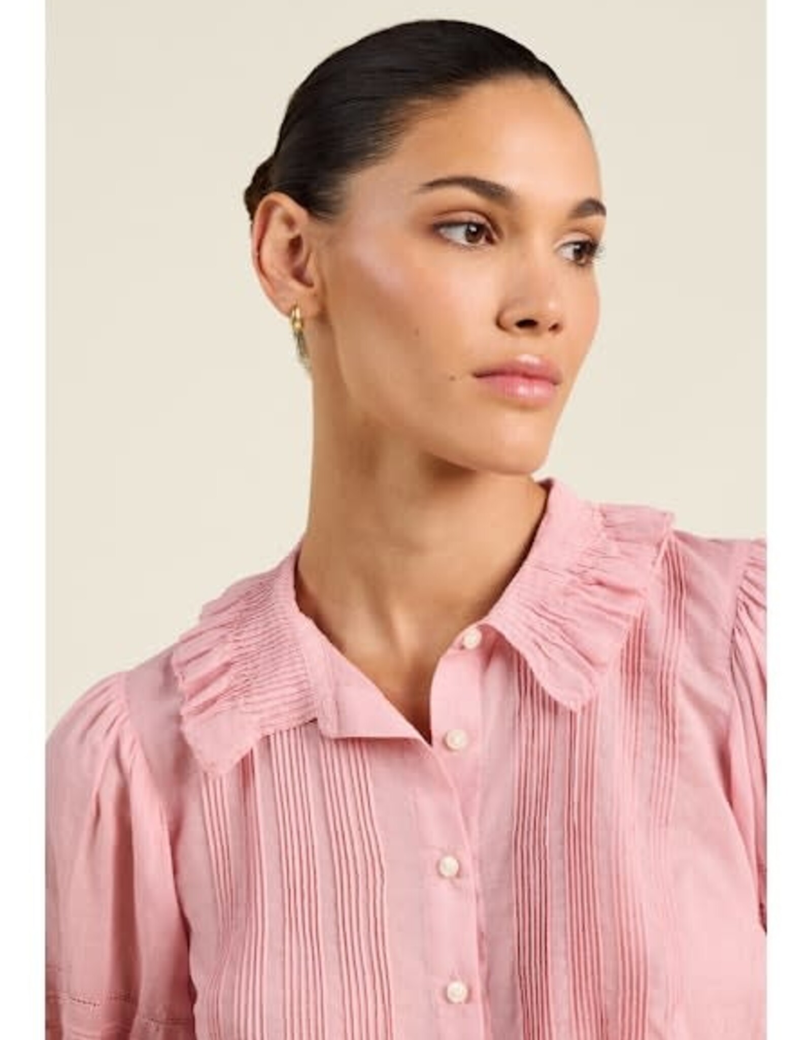 Trovata Birds of Paradis Jess Blouse Blush Houndstooth