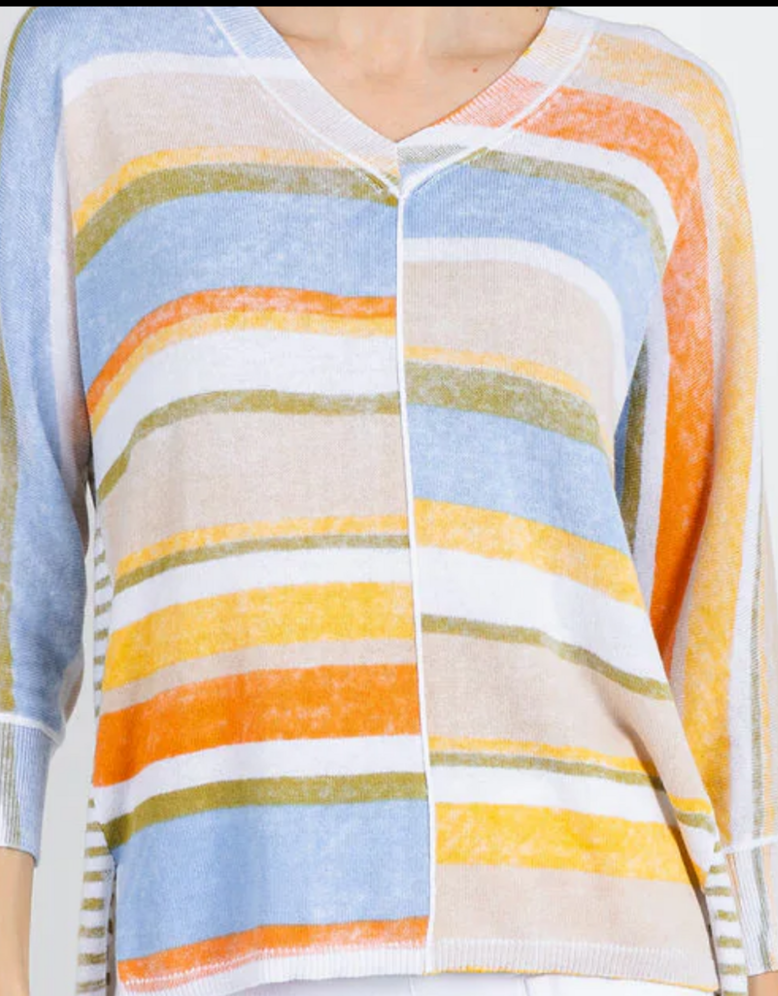 Elliott Lauren Striped Easy Vneck Top