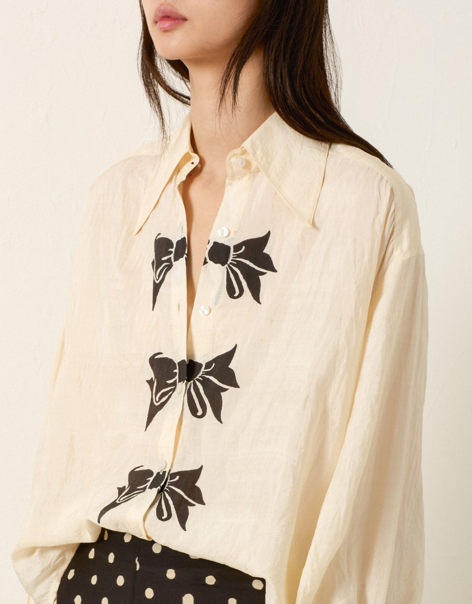Alix of Bohemia Emery Black Tie Silk Shirt
