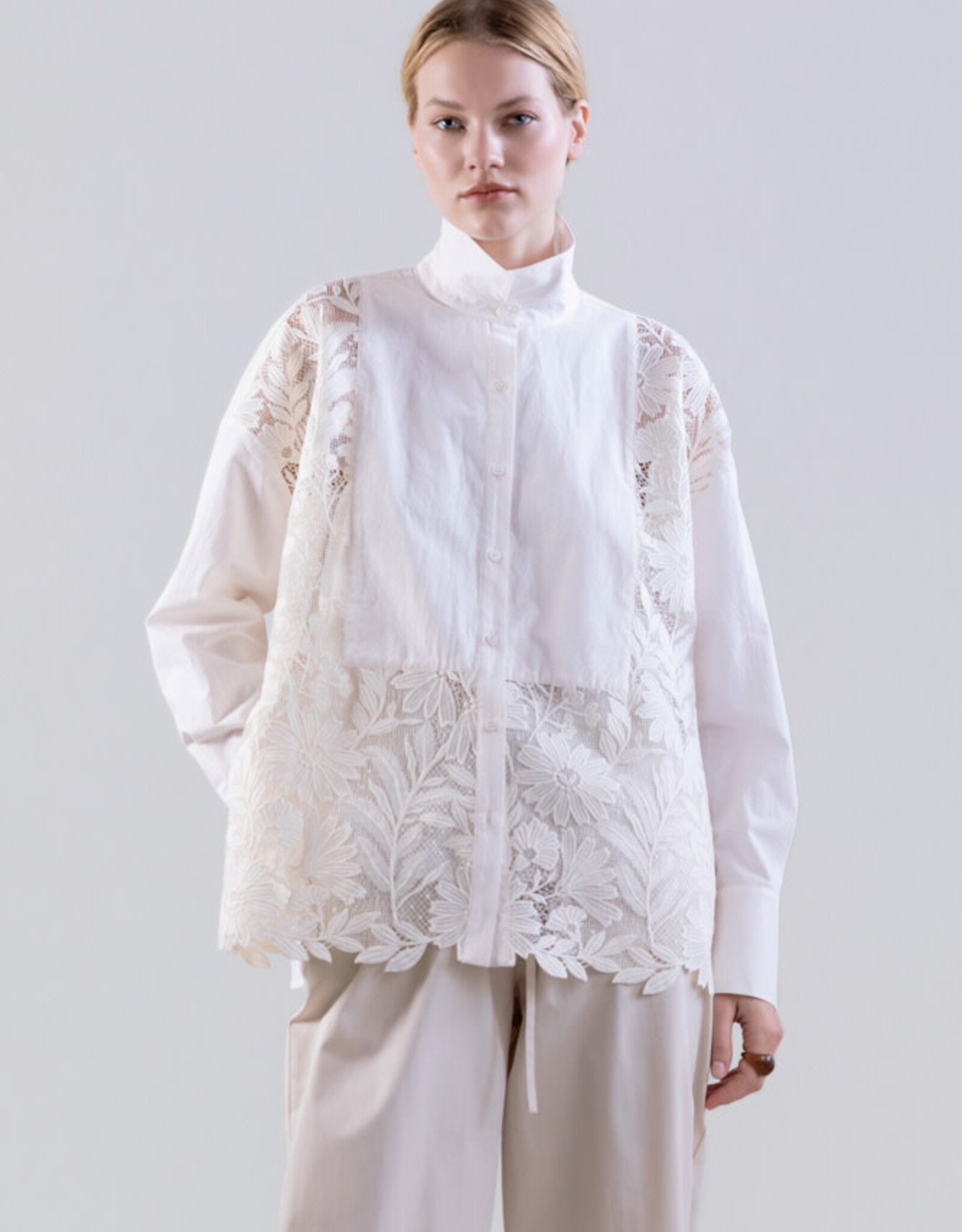 PSOPHIA Lace Detail Button Shirt