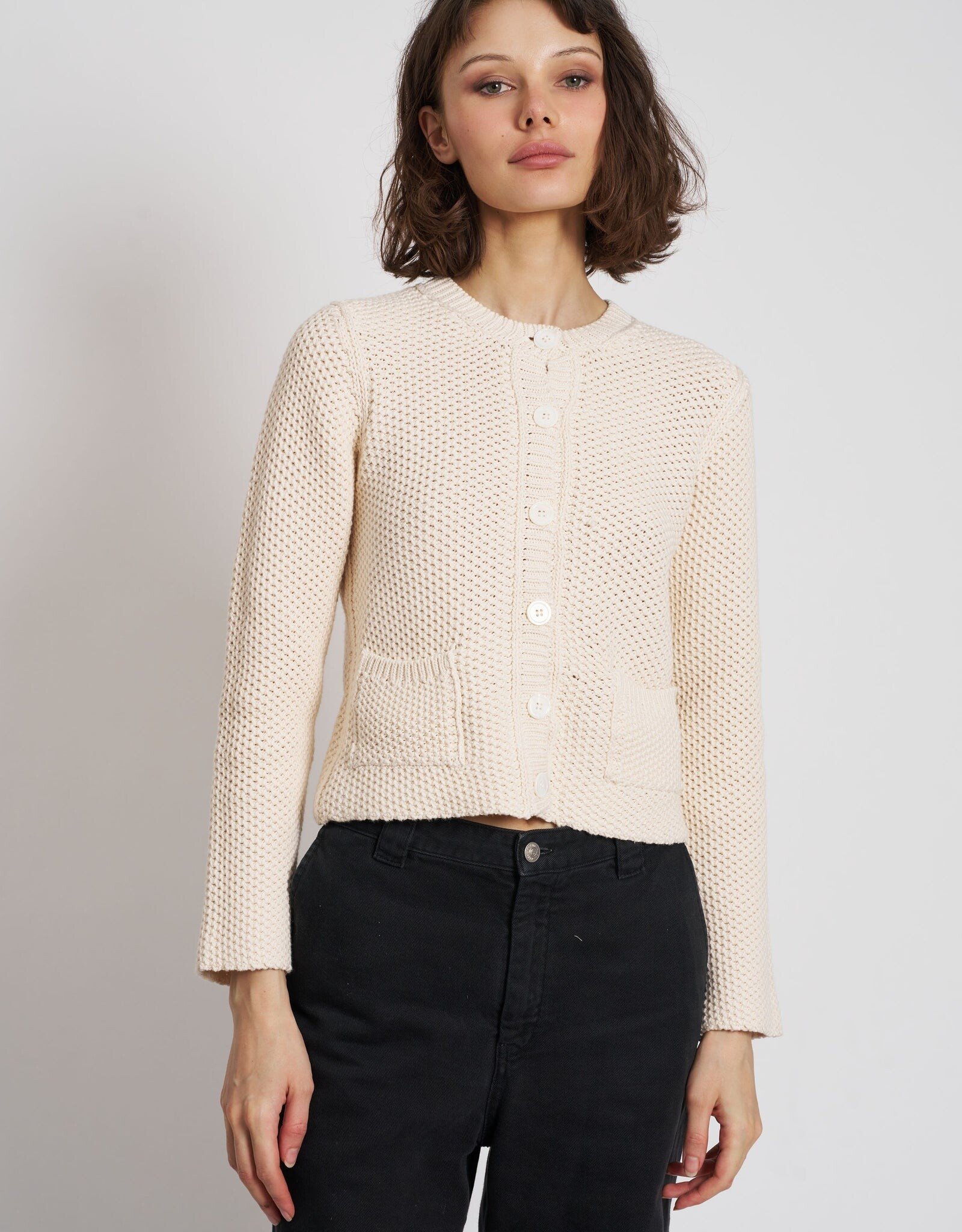 Majestic Filatures Organic Cotton Knit Crew Cardi