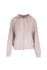 Majestic Filatures French Terry Zip Front Hoodie w/Grosgrain Tie