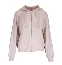 Majestic Filatures French Terry Zip Front Hoodie w/Grosgrain Tie