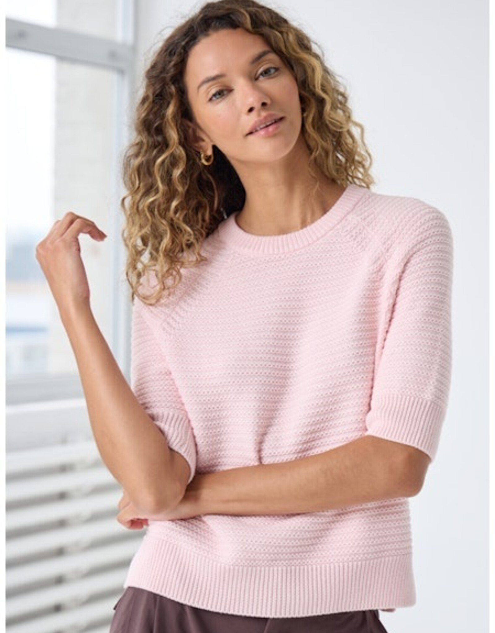 Autumn Cashmere Texture Stitch S/S Crew N14494