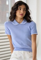 Autumn Cashmere Collar Top w/Crochet Edged