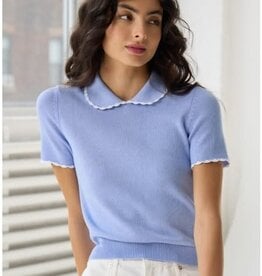 Autumn Cashmere Collar Top w/Crochet Edged
