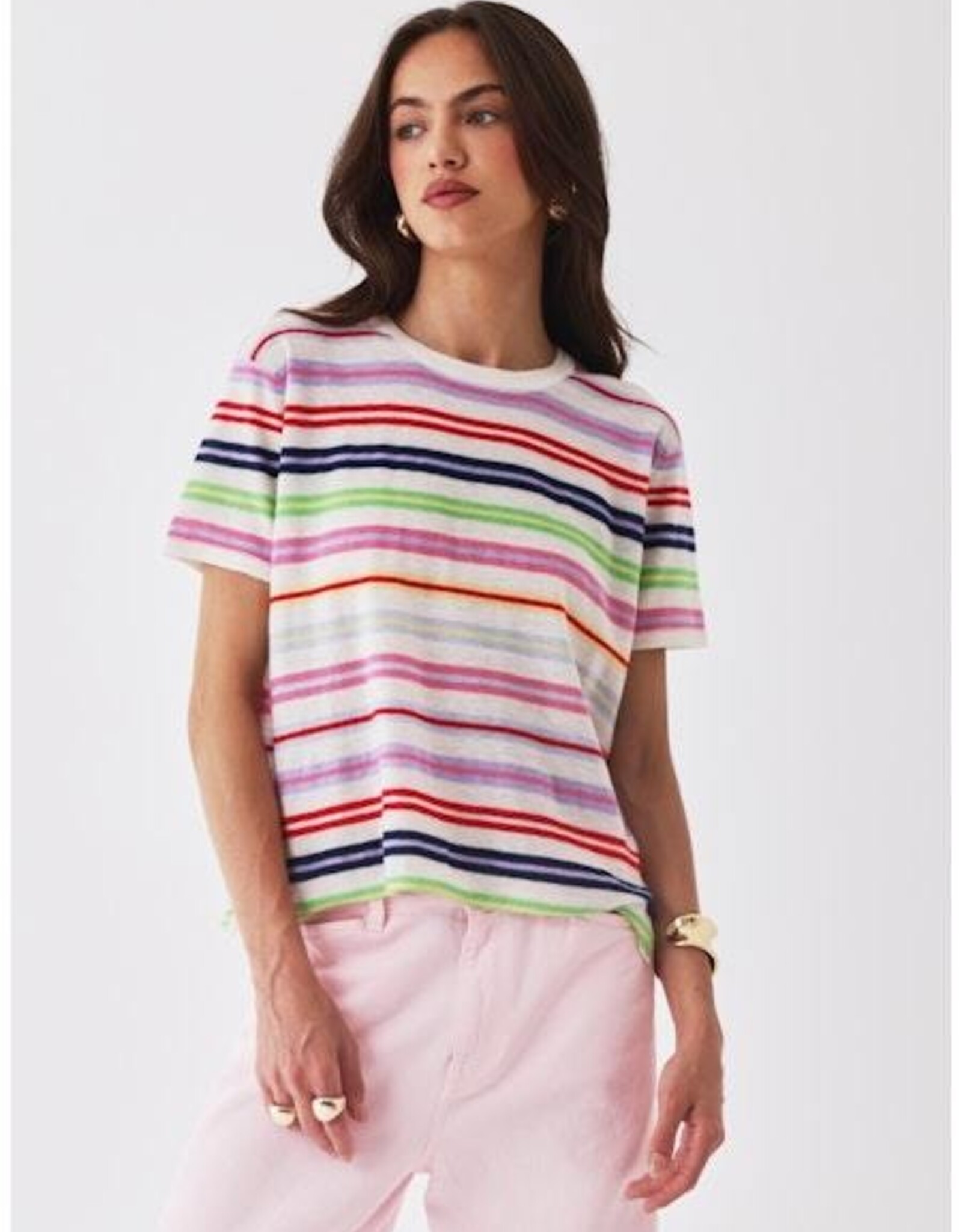 Majestic Filatures Extrafine Cashmere Novelty Stripe S/S Crew