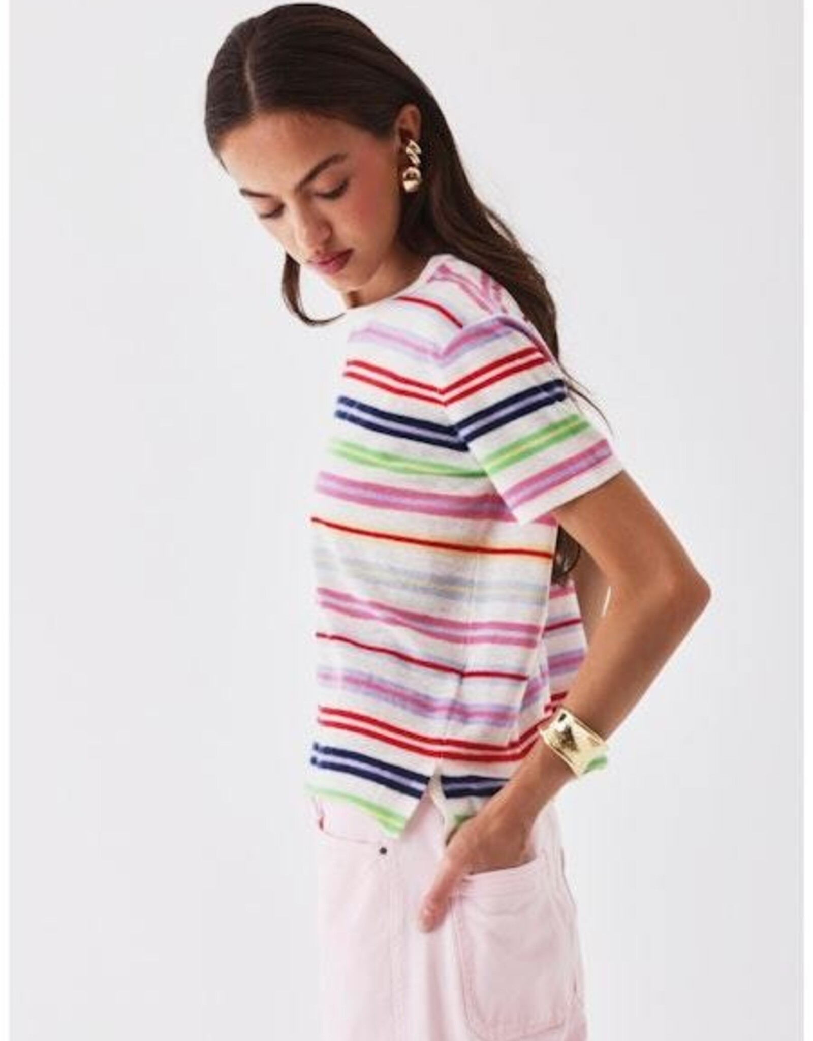 Majestic Filatures Extrafine Cashmere Novelty Stripe S/S Crew
