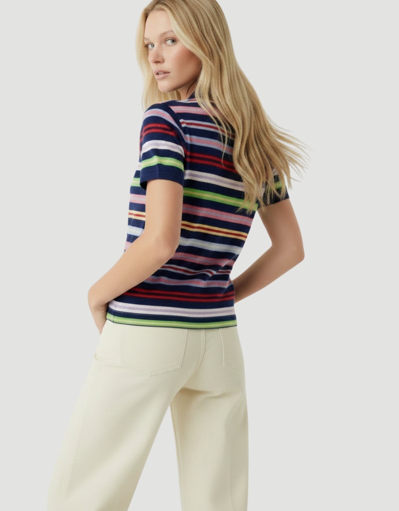 Majestic Filatures Extrafine Cashmere Novelty Stripe s/s Polo