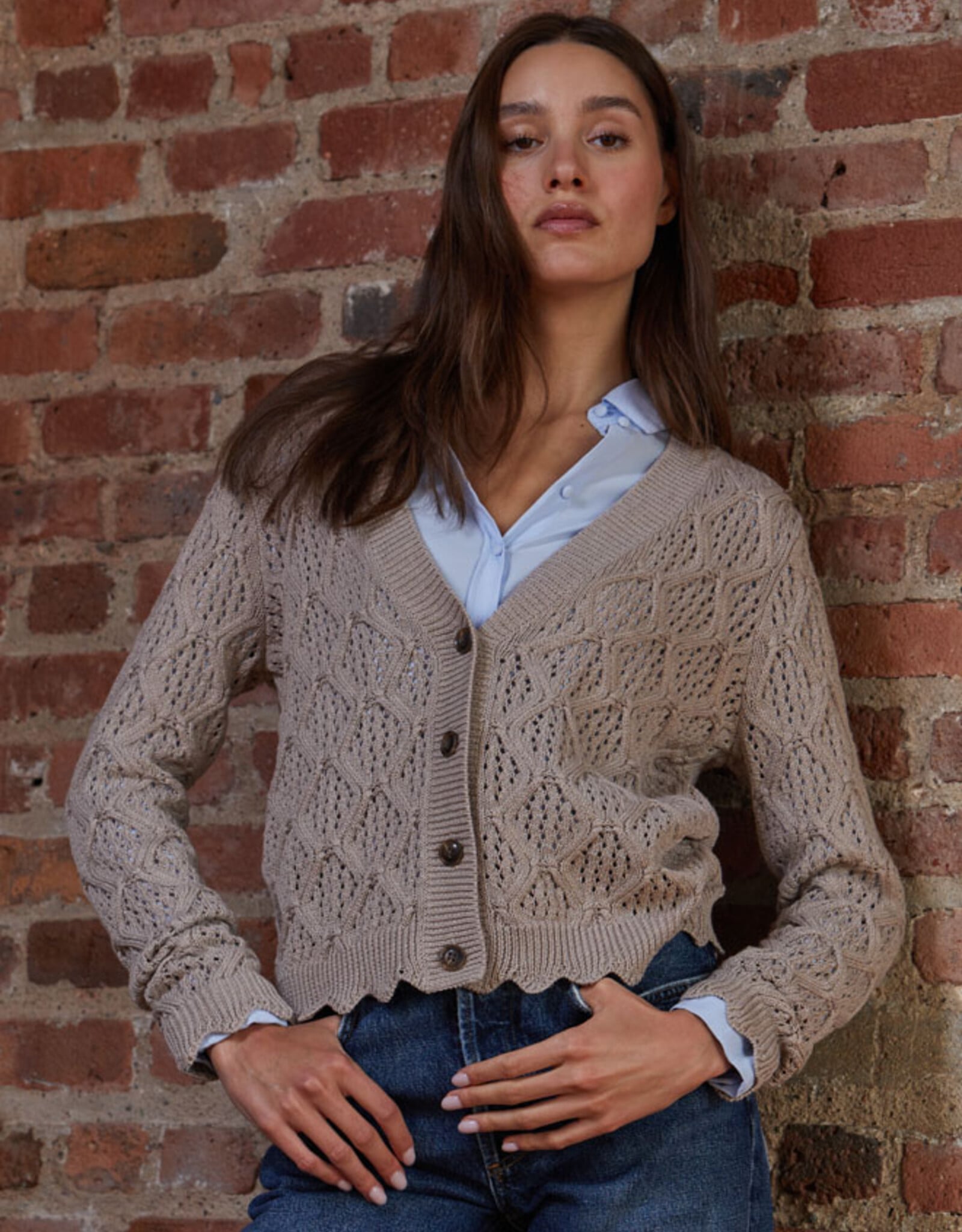 Autumn Cashmere Diamond Scallop Edge Cardi