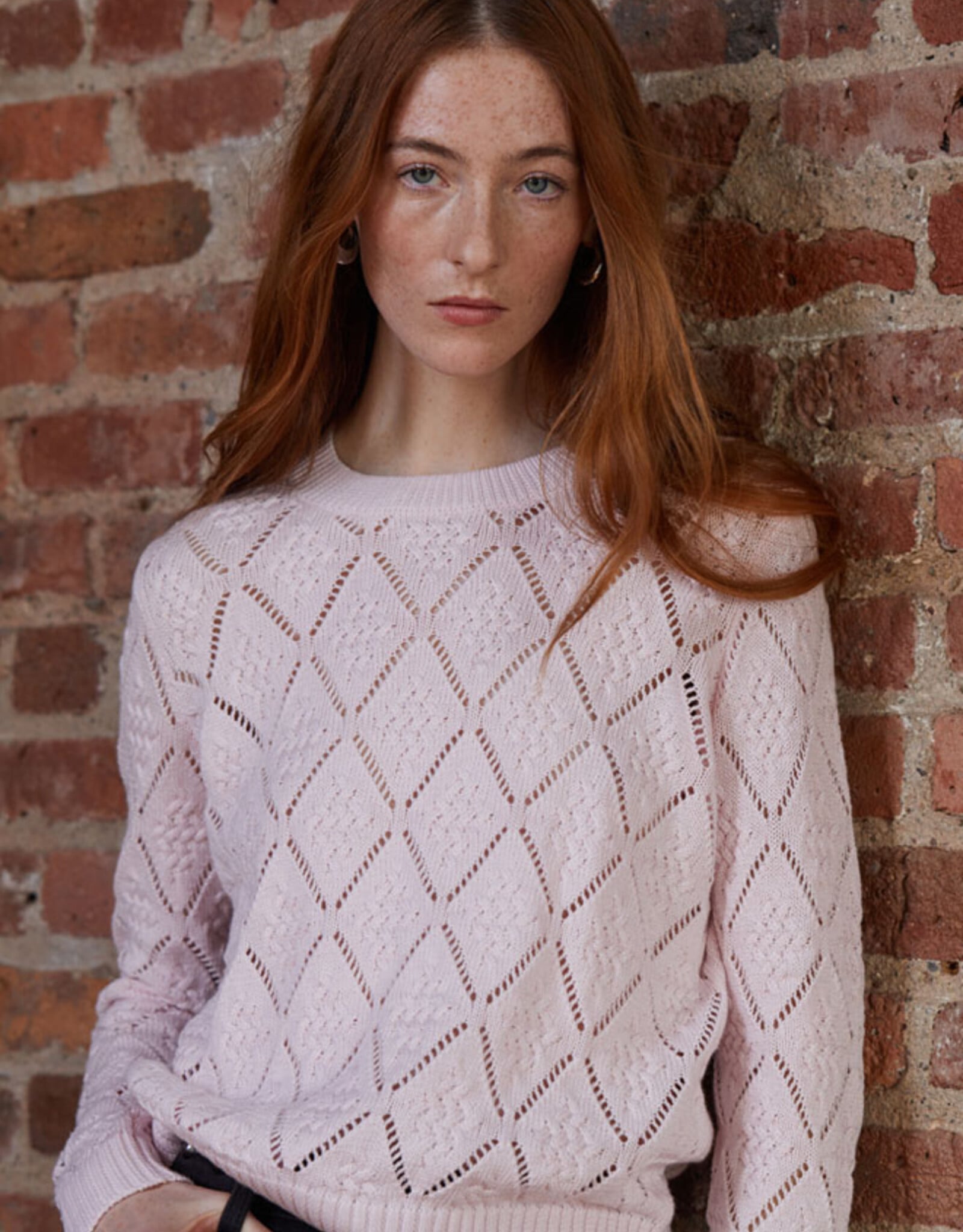 Autumn Cashmere Diamond Stitch Crew