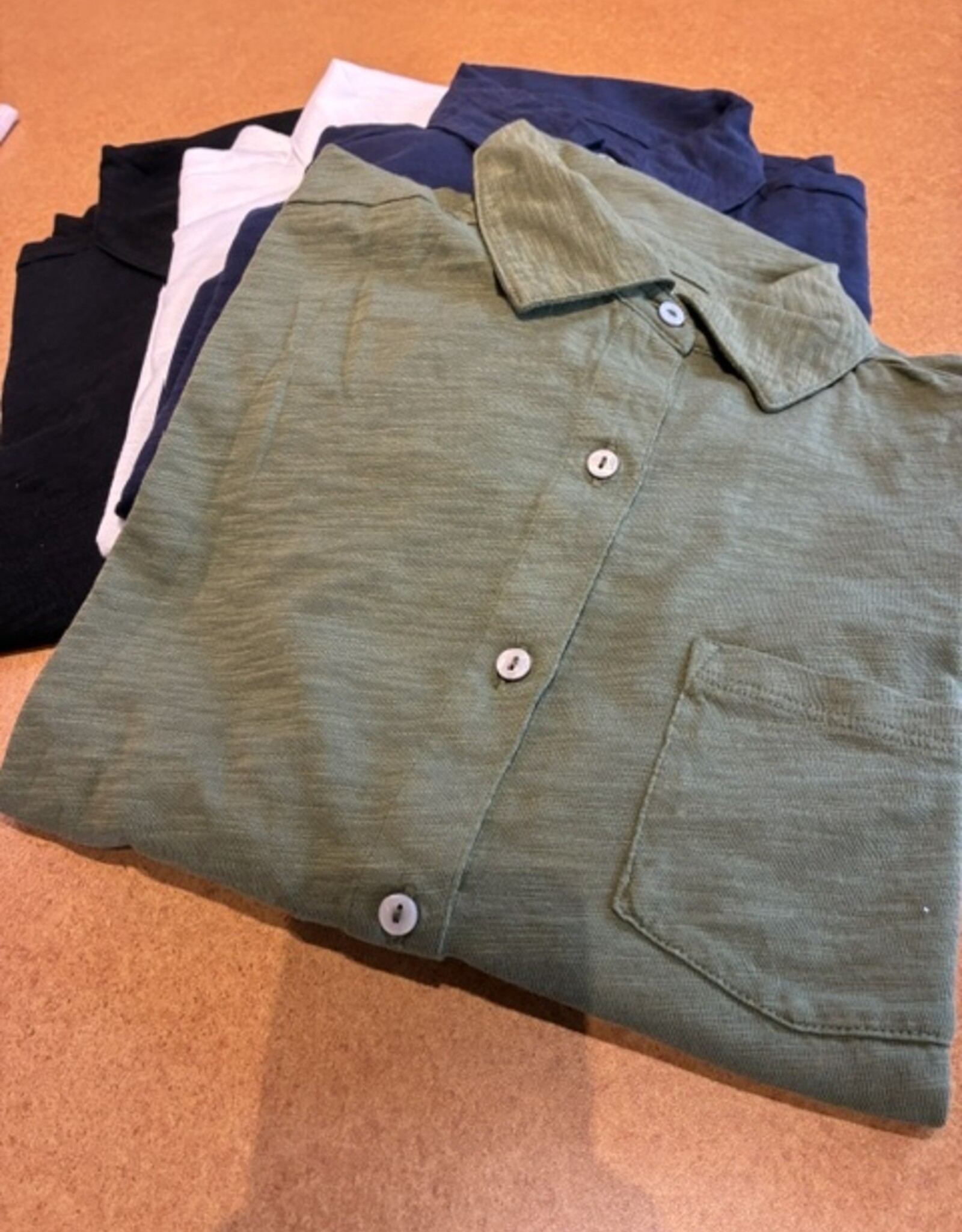 Elliott Lauren L/S  Button Front Tee W/Collar