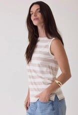 Majestic Filatures Soft Touch Stripe Sleeveless Boatneck