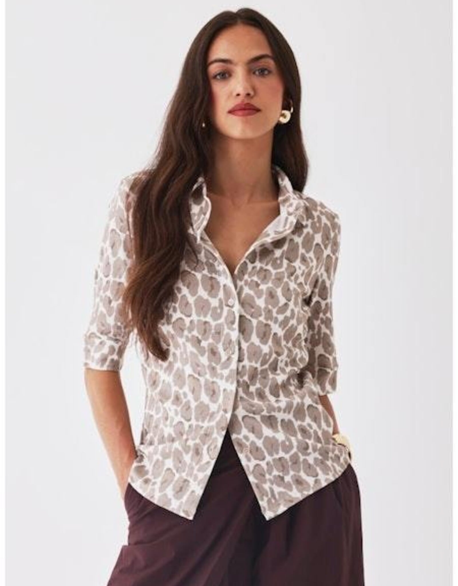 Majestic Filatures Organic Cotton Leopard 3/4 Sleeve Shirt