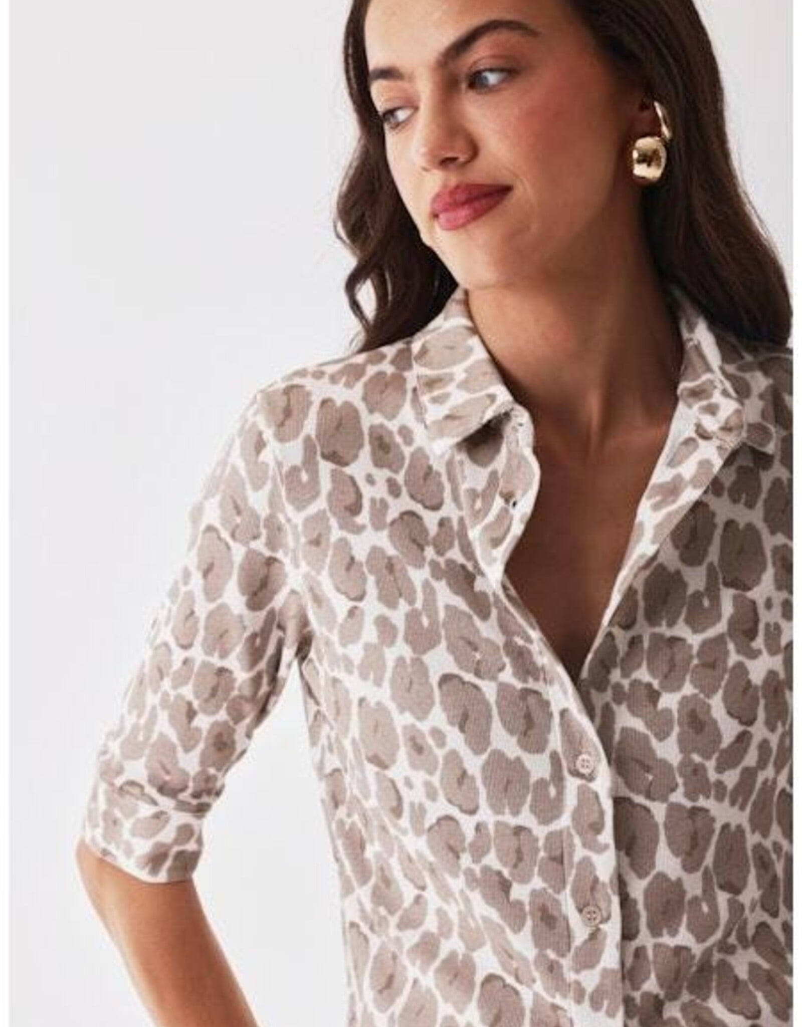 Majestic Filatures Organic Cotton Leopard 3/4 Sleeve Shirt