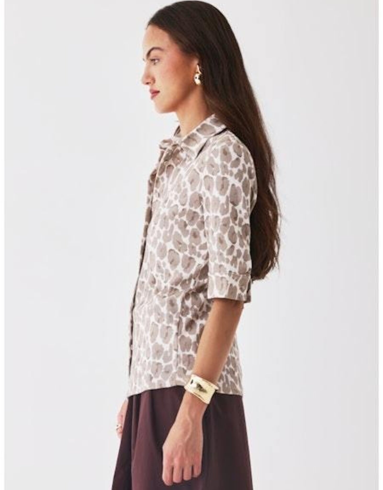 Majestic Filatures Organic Cotton Leopard 3/4 Sleeve Shirt