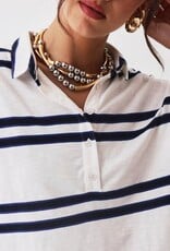Majestic Filatures Organic Cotton Jersey Stripe Cap Sleeve Polo