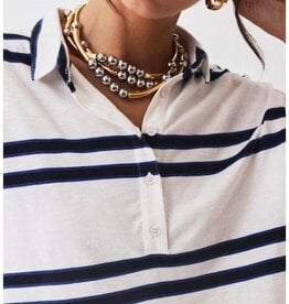 Majestic Filatures Organic Cotton Jersey Stripe Cap Sleeve Polo