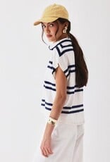 Majestic Filatures Organic Cotton Jersey Stripe Cap Sleeve Polo