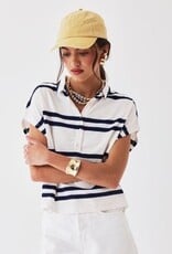 Majestic Filatures Organic Cotton Jersey Stripe Cap Sleeve Polo