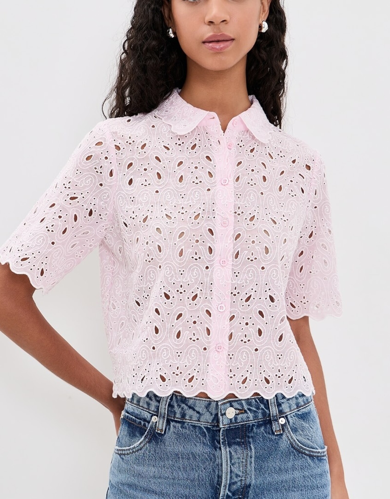 FRAME The Paisley Eyelet Top
