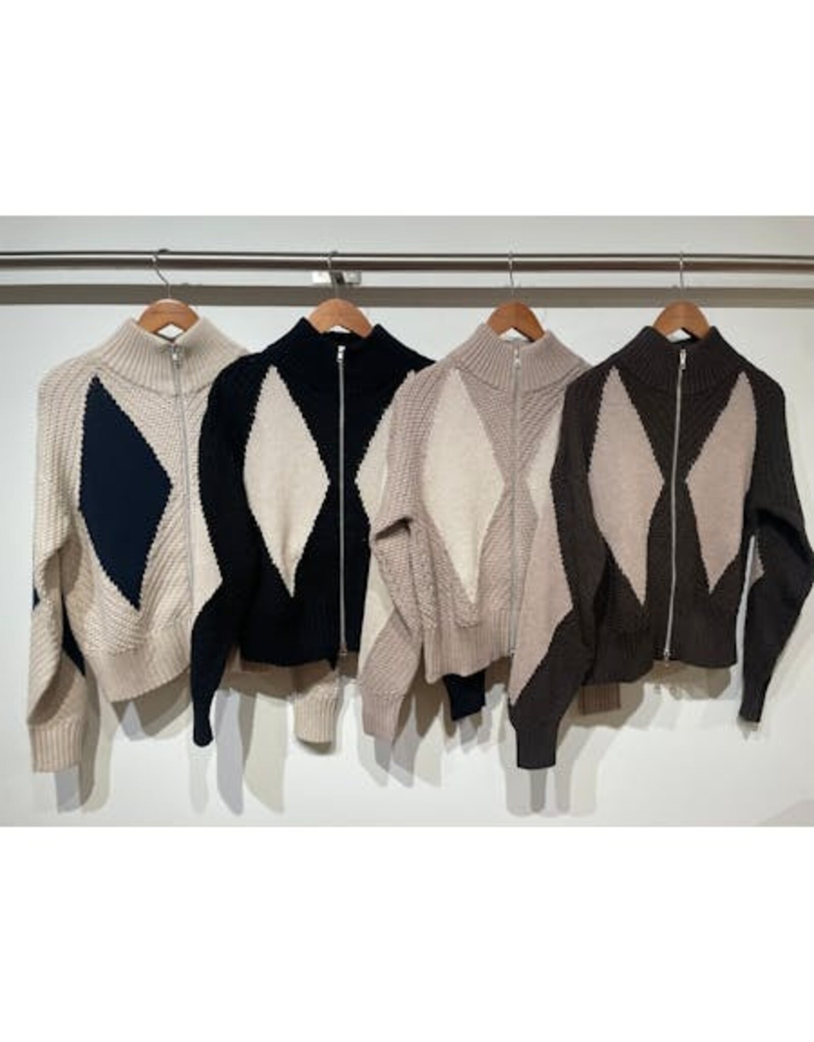 Autumn Cashmere Diamond Zip Up N14741