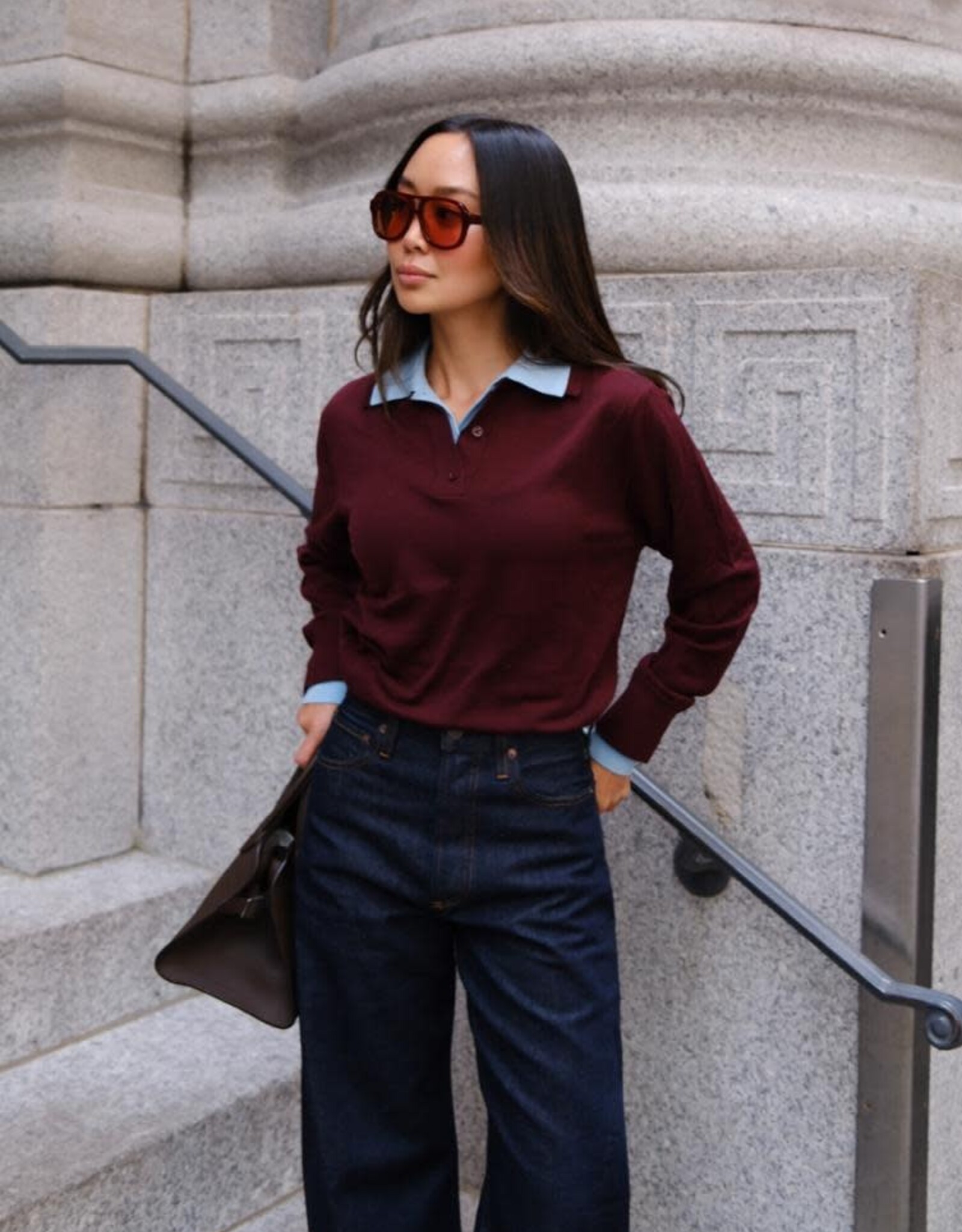 White + Warren Layered Polo