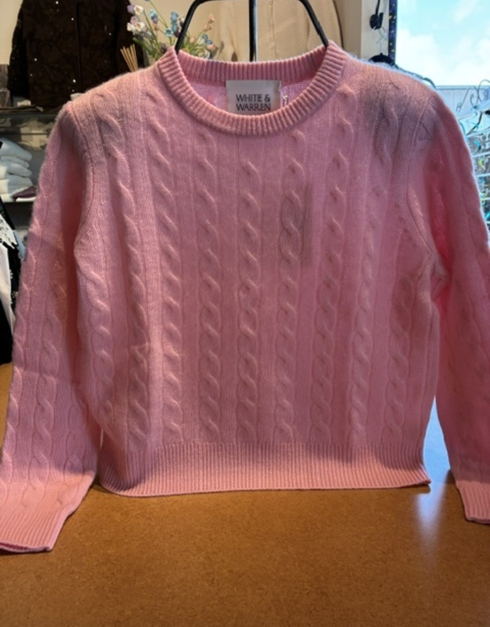 White + Warren Cashmere Cable Crew