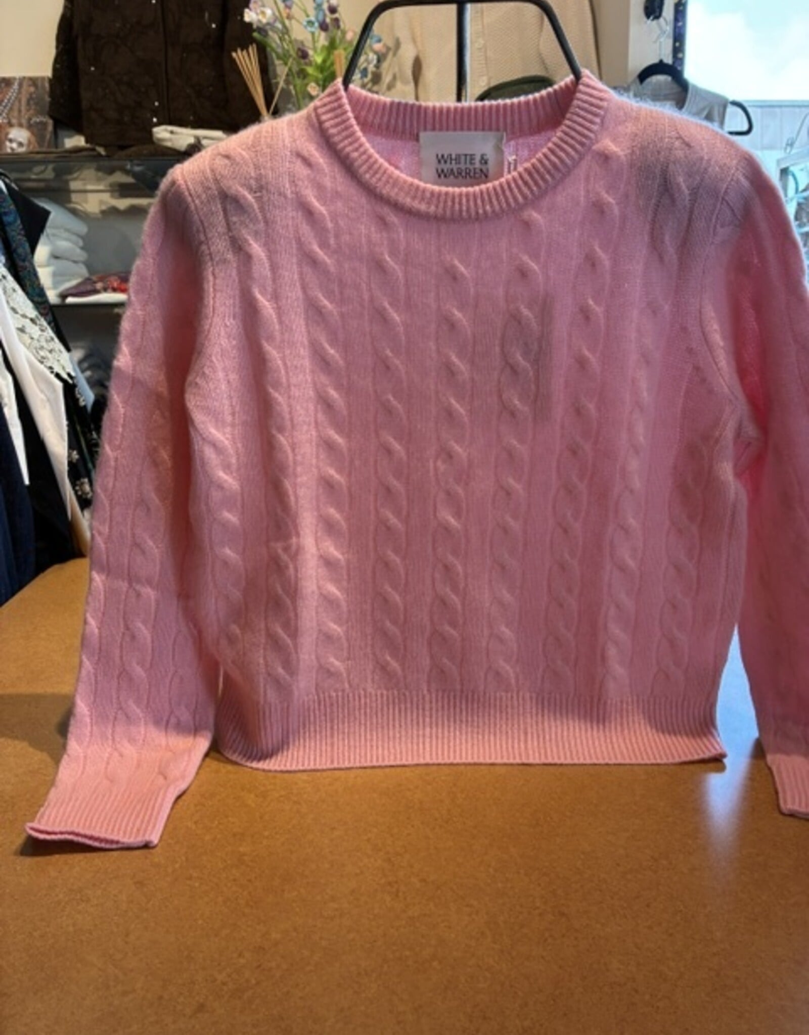 White + Warren Cashmere Cable Crew