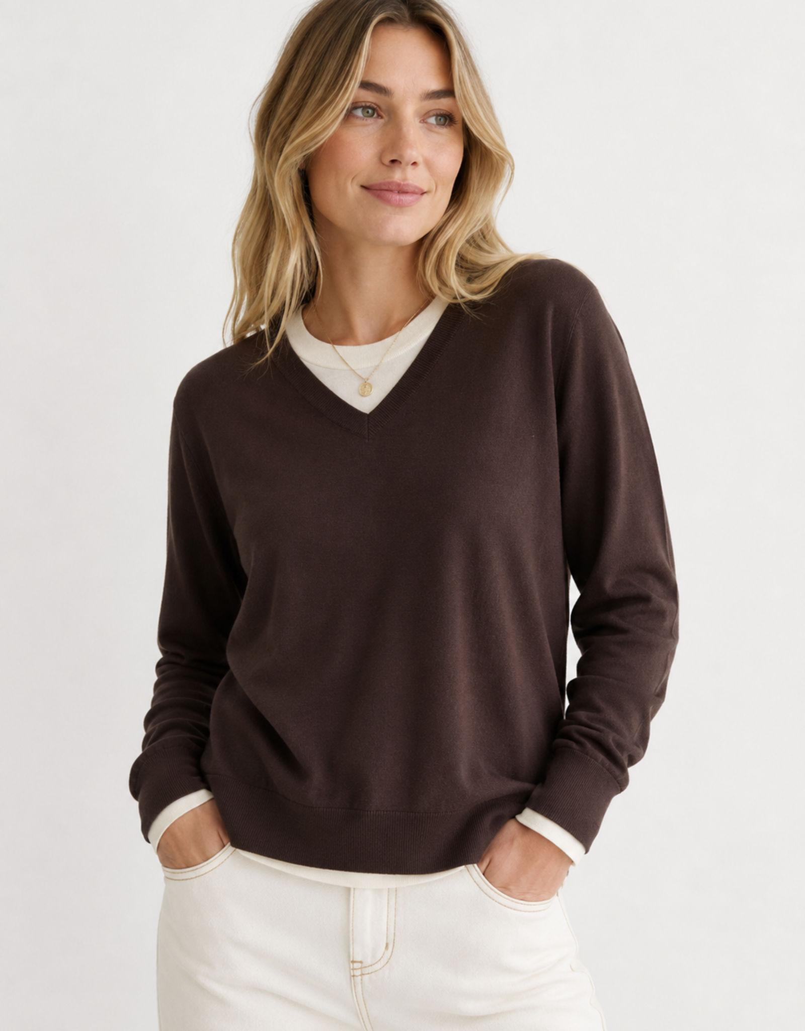 White + Warren Layered Vneck