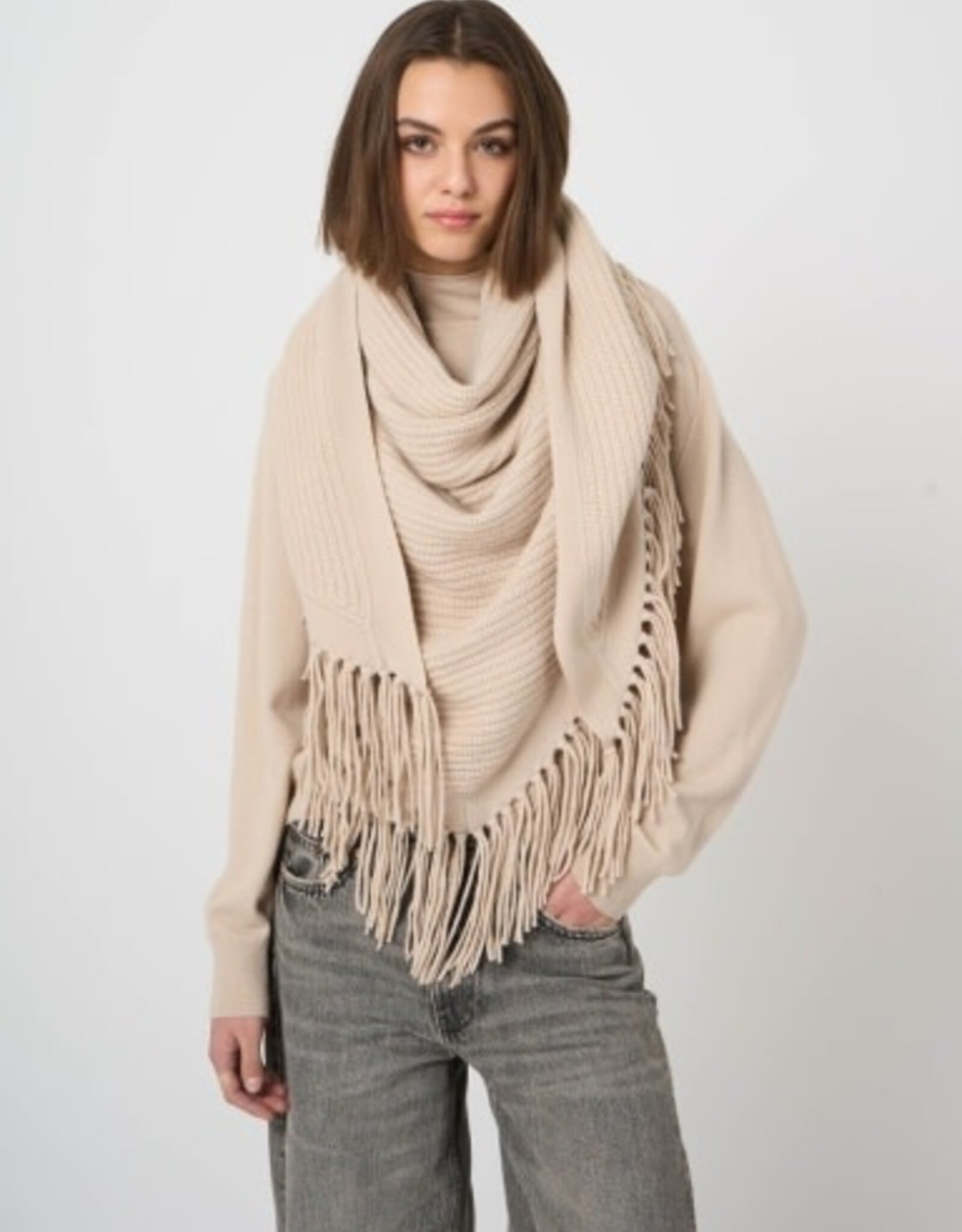 REPEAT CASHMERE Large Fringe SCARF